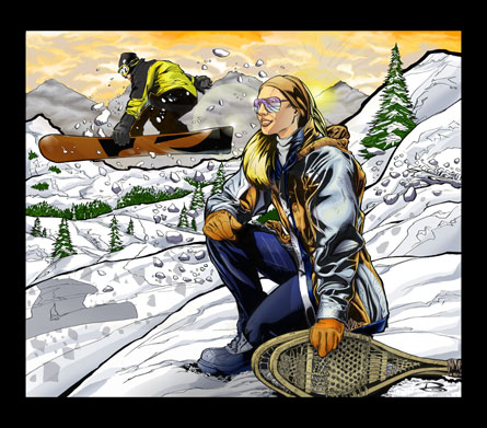 Snowboarder Snowbunny Illustration
