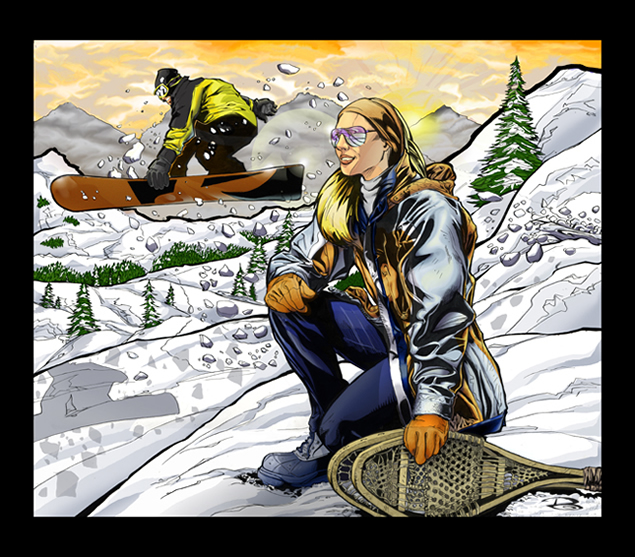 Snowboarder Snowbunny Illustration Large